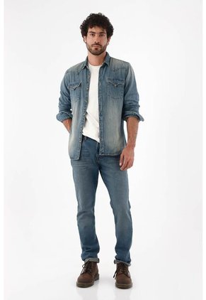 Tennis Camisa Para Hombre De Algodón índigo Fit Relajado Lavado Vintage