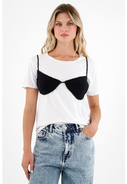 Tennis Top Negro Tejido Para Mujer