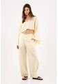 Tennis Camisa Fit Relajado Con Mangas Kimono En Lino Amarillo Pastel Para Mujer de Tennis