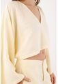 Tennis Camisa Fit Relajado Con Mangas Kimono En Lino Amarillo Pastel Para Mujer de Tennis
