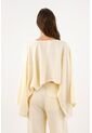 Tennis Camisa Fit Relajado Con Mangas Kimono En Lino Amarillo Pastel Para Mujer de Tennis