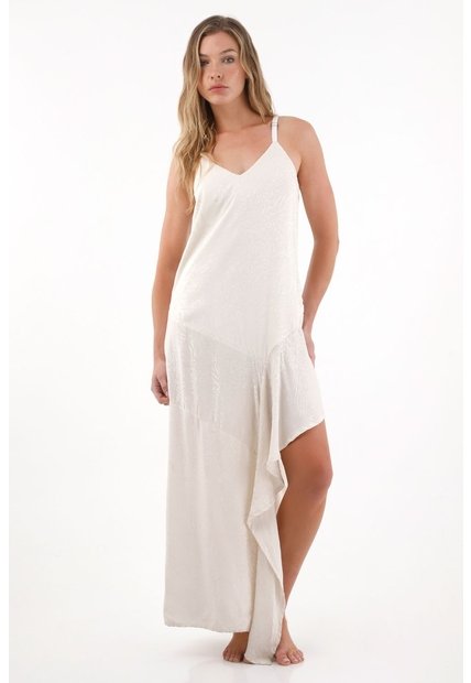 Tennis Vestido Largo Asimétrico De Animal Print Gris Para Mujer