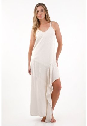 Tennis Vestido Largo Asimétrico De Animal Print Gris Para Mujer