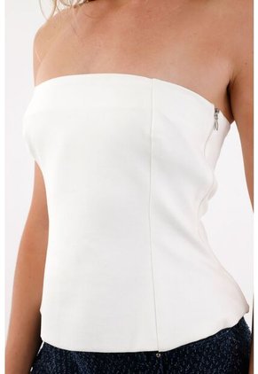 Tennis Camisa Strapless De Silueta A Crudo Para Mujer