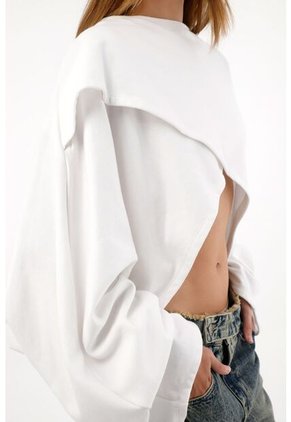 Tennis Buzo Oversize Con Diseño Asimétrico Blanco Para Mujer