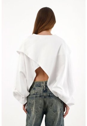 Tennis Buzo Oversize Con Diseño Asimétrico Blanco Para Mujer