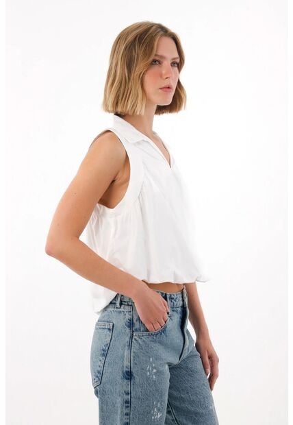 Tennis Camisa Manga Sisa De Silueta Englobada Crudo Para Mujer