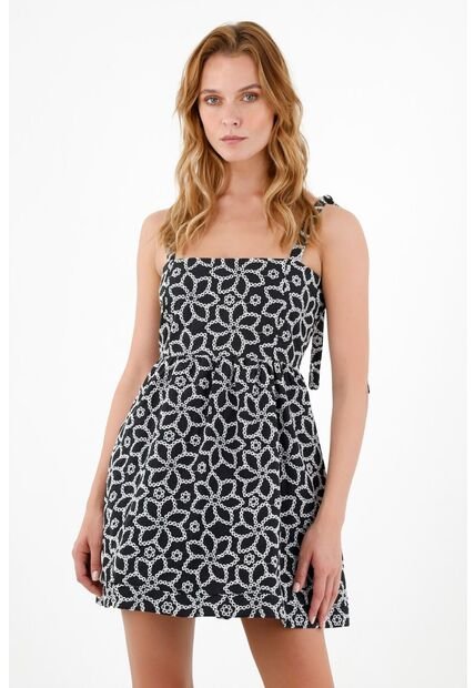 Vestido Bordado Negro Para Mujer