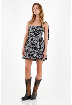 Vestido Bordado Negro Para Mujer