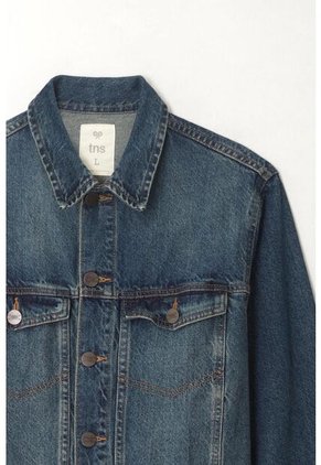 Tennis Chaqueta Denim Fit Recto Con Lavado Medio Desgastado En Algodón Azul Para Hombre