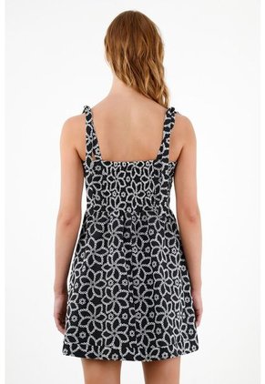 Vestido Bordado Negro Para Mujer