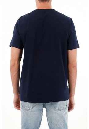 Camiseta Cuello Redondo Azul Para Hombre