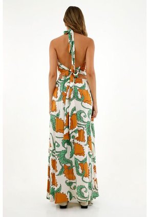 Vestido Estampado De Cuello Halter Para Mujer