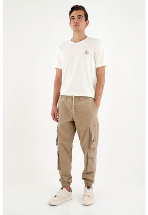 Pantalón Tipo Jogger Café Para Hombre