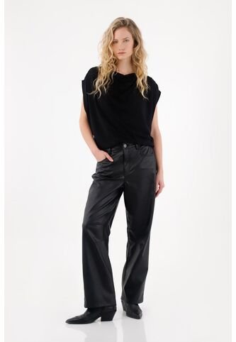 Tennis Pantalón En Cuero Sintético Negro Para Mujer Tennis