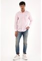 Camisa Rosada Manga Larga Con Diseño A Rayas Para Hombre de Tennis