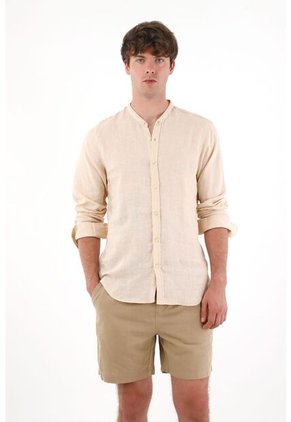 Camisa Manga Larga A Rayas Crudo Para Hombre