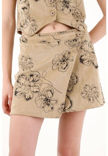 Tennis Falda Corta Suede Con Diseño Floral Para Mujer