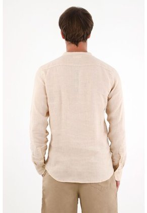 Camisa Manga Larga A Rayas Crudo Para Hombre