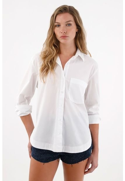 Camisa Amplia En 100% Algodón Blanca Para Mujer