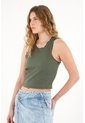 Tennis Camiseta Manga Sisa En Rib Verde Para Mujer de Tennis