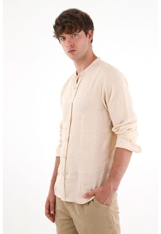 Camisa Manga Larga A Rayas Crudo Para Hombre Tennis