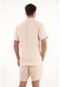Camisa Manga Corta En 100% Lino Crudo Para Hombre de Tennis