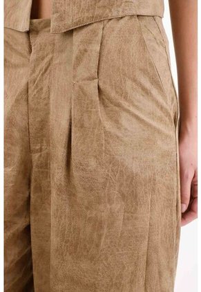 Tennis Pantalón En Cuero Sintético Café Para Mujer