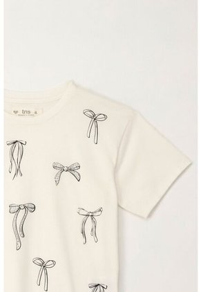Camiseta Básica Estampada Con Apliques Crudo Para Niña