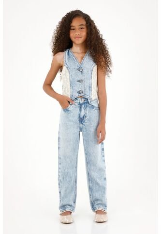 Jean Recto De Tiro Alto Para Niña Tennis