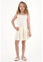 Vestido Corto Con Falda En Tablas Crudo Para Niña de Tennis