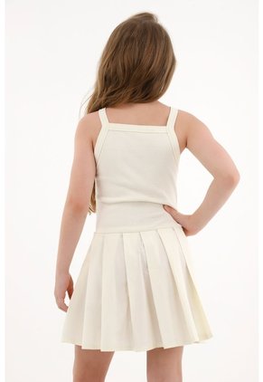 Vestido Corto Con Falda En Tablas Crudo Para Niña