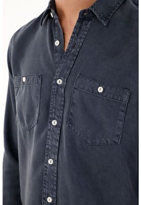 Tennis Camisa Clásica Manga Larga Azul Para Hombre