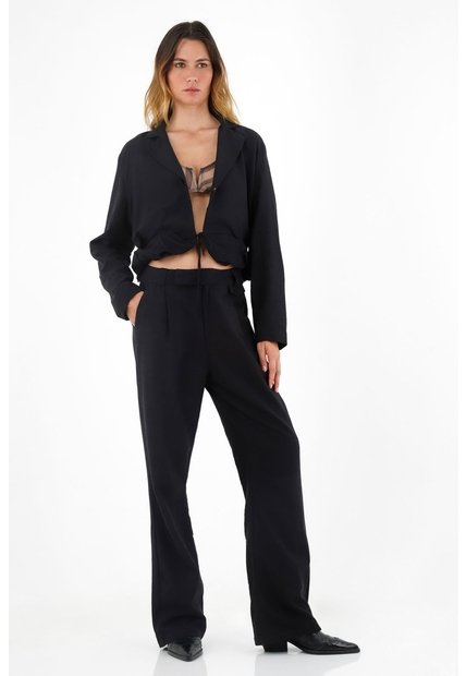 Tennis Chaqueta Con Sesgo En Ruedo Negra Para Mujer