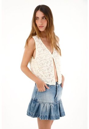 Tennis Falda En Denim Con Bolero Azul Para Mujer