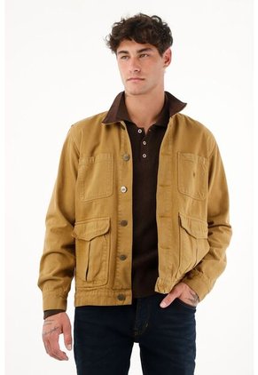 Tennis Chaqueta Café Con Cuello En Corduroy Para Hombre
