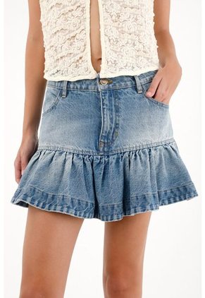 Tennis Falda En Denim Con Bolero Azul Para Mujer