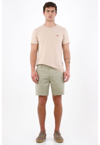 Tennis Bermuda Regular Fit Con Frente Limpio Y Bolsillos Diagonales En Algodón Verde Oliva Para Hombre Tennis