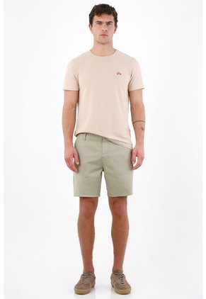 Tennis Bermuda Regular Fit Con Frente Limpio Y Bolsillos Diagonales En Algodón Verde Oliva Para Hombre