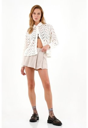 Tennis Camisa Crudo Tejida Para Mujer