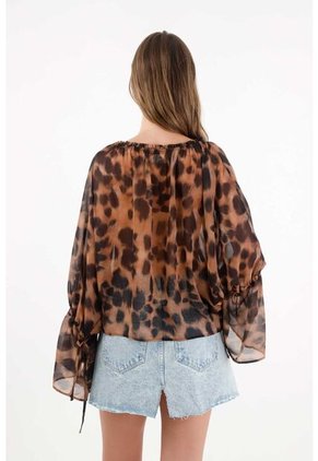 Tennis Camisa Animal Print Con Leve Transparencia Para Mujer