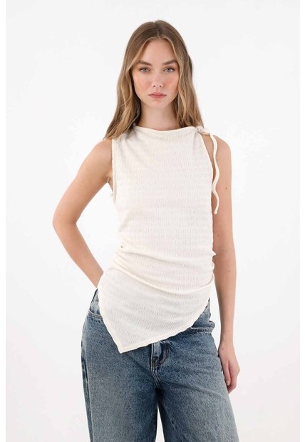 Tennis Camiseta Con Recogido Lateral Crudo Para Mujer