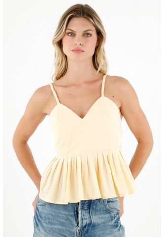 Camisa Amarilla Con Escote En V Para Mujer Tennis
