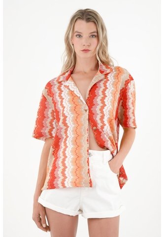 Camisa Tipo Bowling Estampada Para Mujer Tennis