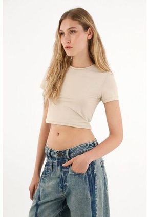 Tennis Camiseta Ajustada Tipo Crop Crudo Para Mujer