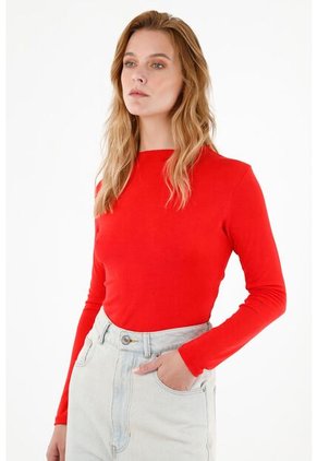 Camiseta Roja Manga Larga Para Mujer