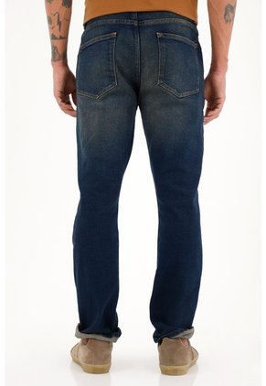 Tennis Jean Nudy Azul Tiro Medio Con Bigotes 3D Para Hombre