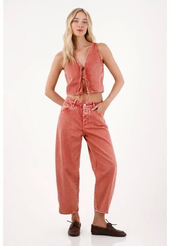 Tennis Pantalón Slouchy Con Efecto Vintage Rosado Para Mujer Tennis