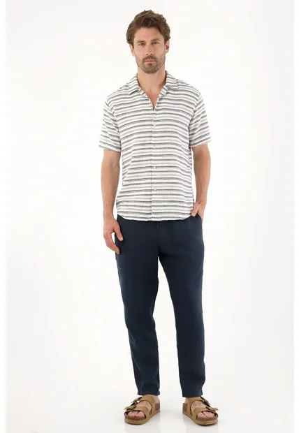 Tennis Camisa Tipo Bowling Preteñida A Rayas Para Hombre