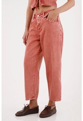 Tennis Pantalón Slouchy Con Efecto Vintage Rosado Para Mujer